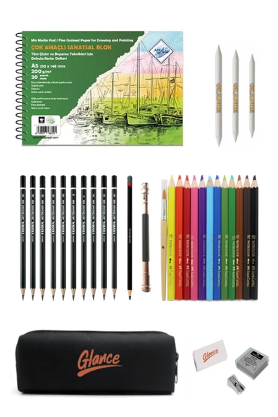 Art Livasanatsal Dokulu Resim Defteri A5 20yp 200gr Faber-castell Gripkuruboya Lyra Çizim Eskiz Seti ürün görseli 1