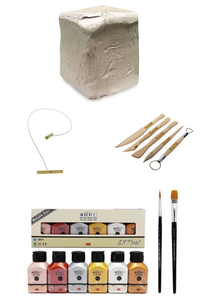 Seramik Hamuru 6 Kg Artdeco Akrilik Boya 6x75 Ml Metalik Renkler Seramik Başlangıç Seti ürün görseli 1
