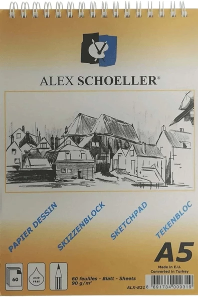 Alex Eskiz Blok A5 90 gr Spiralli Dikişli 60 Yaprak Alx-821 ürün görseli 1