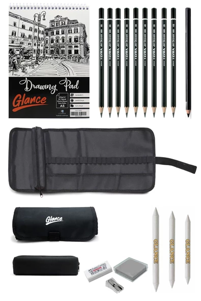 Eskiz Defteri A5 120 Gr 50 Yp Lyra Dereceli Kalem Karakalem Bez Çantalı Eskiz Çizim Seti ürün görseli 1