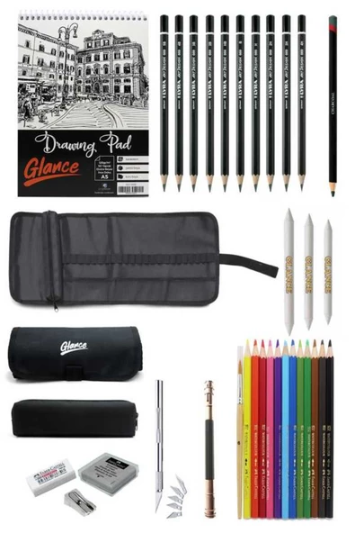 A5 Eskiz Defteri 120 gr 50 Yp Faber Aquarel Kalem Lyra Dereceli Kalem Çantalı Çizim Eskiz Seti ürün görseli 1