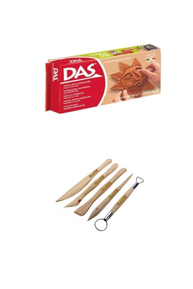 Kahve Seramik Kili 500 gr Modelaj Kalemi Ebeşuar 5 Li Ahşap Set H.s ürün görseli 1