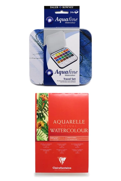 Daler Rowney Aquafine 24'lü Suluboya Seti Clairefontaine Etival Suluboya Defteri 11x17cm 300 G 20 Yp ürün görseli 1