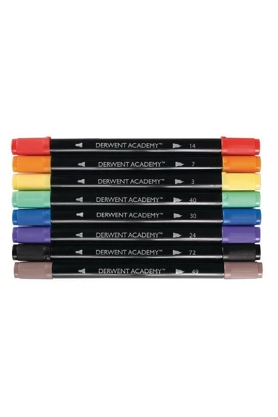 Academy Çift Taraflı Keçeli Kalem Seti - 8 Renk - Resim 2