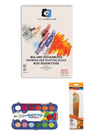 Alex Schoeller 25x35 Resim Defteri Spiralli 165 Gr Giotto Aquaarell Block Sulu Boya 30 Mm 24 Lü ürün görseli 1