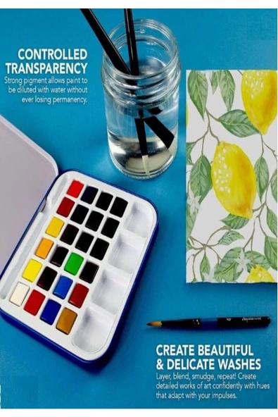 Canson Montval Suluboya Defteri (24x32cm) 300gr Aquafine Tablet 1/2 Suluboya Travel Set 24 - Resim 5