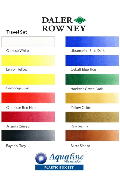 Canson Montval Defter 300gr 12 Yp 18*25cm Daler Rowney Aquafine Travel Set 12 Renk Sulu Boya - Resim 4