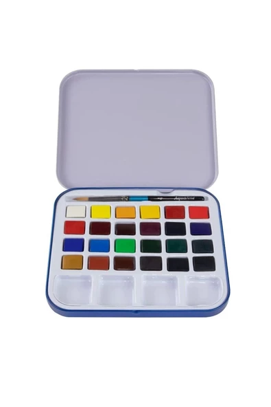 Daler Rowney Aquafine 24'lü Yarım Tablet Suluboya Seti Canson Montval Suluboya Defteri 18x25cm 300gr - Resim 4