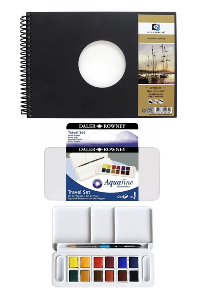 Alex Schoeller Sulu Boya Defteri A5 300 Gr 20 Yaprak Daler Rowney Aquafine Travel Suluboya Seti 12li ürün görseli