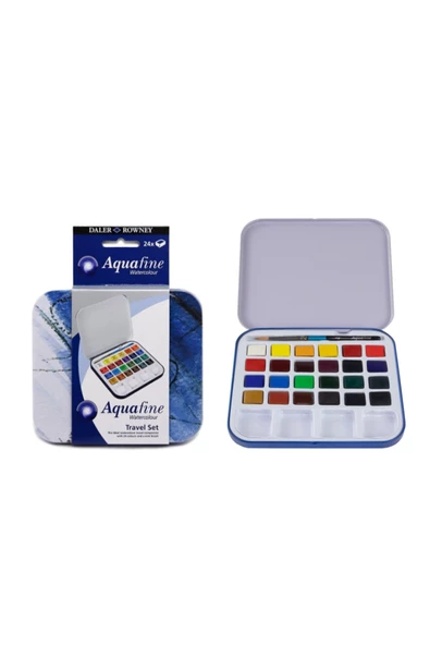 Daler Rowney Aquafine 24'lü Yarım Tablet Suluboya Seti Canson Montval Suluboya Defteri 24x32cm 300gr - 4