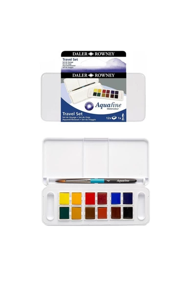 Daler Rowney Aquafine 12'li Tablet Suluboya Canson Suluboya Defteri 18x25cm 300gr Fırça Uçlu Kalem - Resim 3