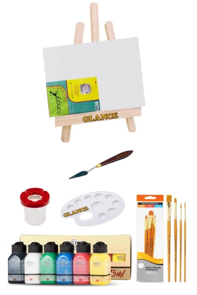 Akrilik Boya Canlı Renkler Masaüstü Şövale Seti 6x75 Ml ürün görseli 1