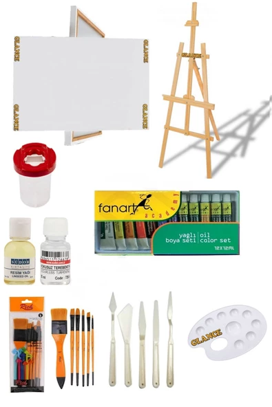 Glance Şövale Yağlı Boya Seti 50x70 Tuval Set - 1
