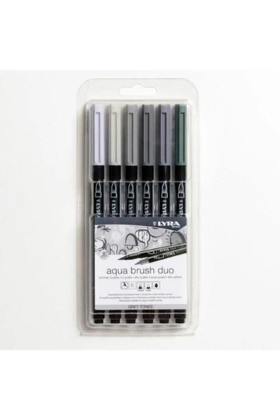 Graduate Aqua Brush Duo Çift Taraflı Gri Tonlu 6'lı Set
