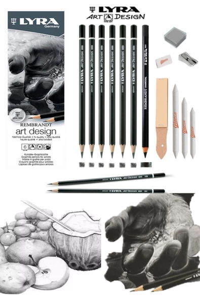 Lyra Art Design Dereceli Karakalem Eskiz Profesyonel Çizim Seti ürün görseli