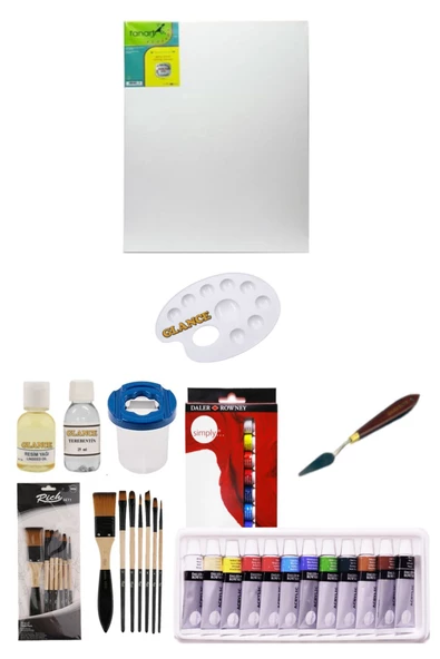 Daler Rowney Simply Yağlı Boya 12 Renk X 12 Ml 50x70 Tuval Set ürün görseli 1