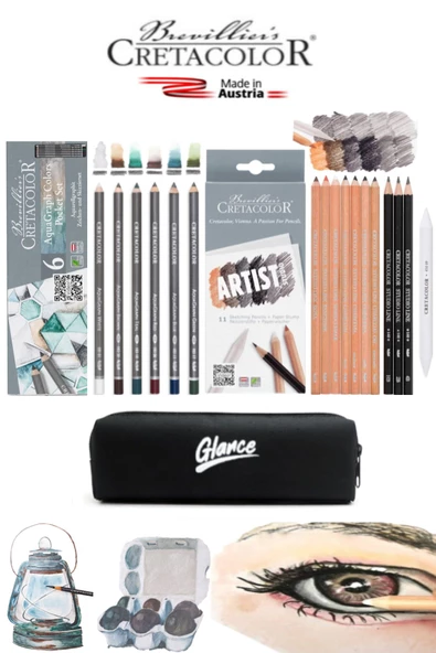 Cretacolor Artist Studio Sketching Pencils 11'li AquaGraph Sulandırılabilir Set 6'lı Kalemlik Hediye ürün görseli 1