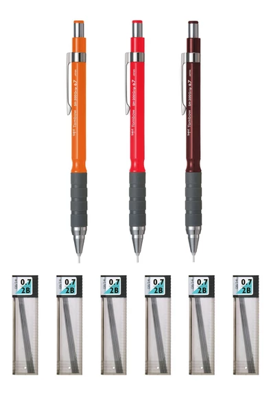 Tombow Sh300 Grip Mekanik Kurşun Kalem 07mm Bordo Pembe Turuncu Tombow Mono Lead 07 Uç Hediye 6 Adet ürün görseli 1
