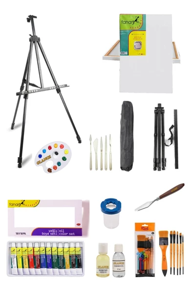 Fanart Yağlı Boya Seti 12x12 Ml-50x70 Tuval-portatif Metal Şövale Seti ürün görseli 1