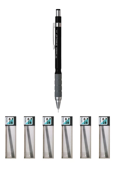 Tombow Sh-300 Grip Mekanik Kurşun Kalem 0.7 Mm Siyah Tombow Mono Lead 0.7mm Uç Hediyeli 6 Adet ürün görseli 1