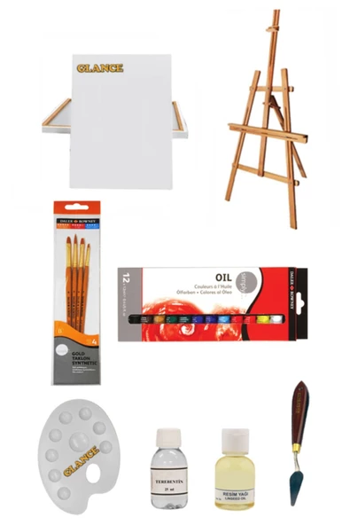 Kayın Şövale Metal Spatül Daler Rowney Simply Yağlı Boya 12'li Yağlı Boya Seti ürün görseli 1