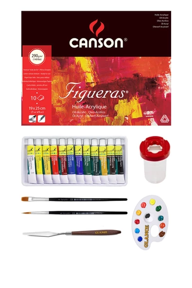 Canson Figueras 19x25 Cm Yağlıboya Blok 290 Gr 10 Yaprak Fanart Academy 12x12 Ml Yağlı Boya Seti ürün görseli 1