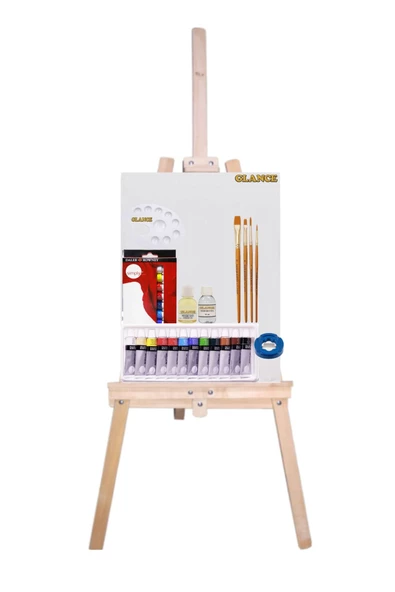 Daller Rowney Simply 12x12ml 12 Renk Yağlı Boya Ayaklı Şövale Başlangıç Seti 35x50 Tuval ürün görseli 1