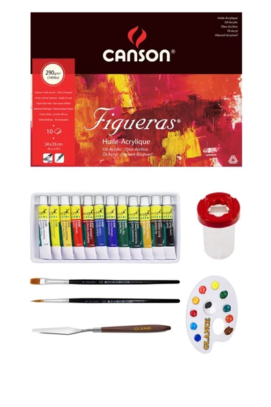 Canson Figueras 24x33 Cm Yağlıboya Blok 290 Gr 10 Yaprak Fanart Academy 12x12 Ml Yağlı Boya Seti ürün görseli