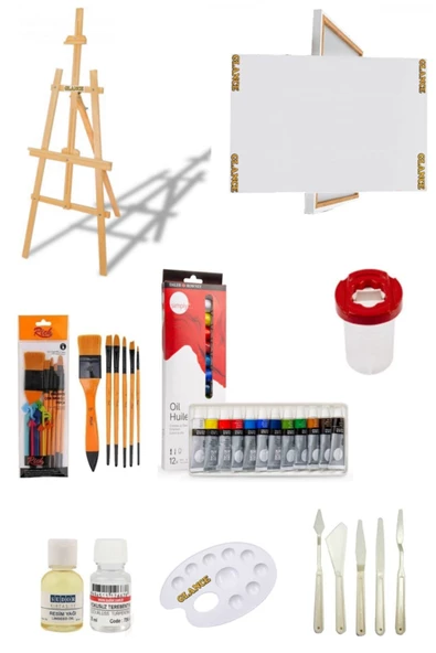 Daler Rowney Simply Yağlı Boya 12 Renk X 12 ml Tüplü 35x50 Tuval Seti ürün görseli 1