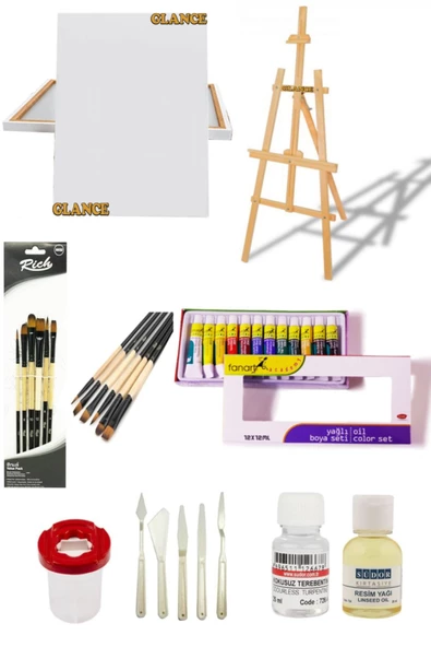 Kayın Şövale Seti Fanart Academy Yağlı Boya Set 12x12 ml ürün görseli 1