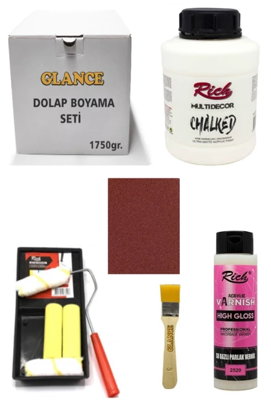 Rich Dolap Boyama Seti Multi Decor Chalked 1750 GR Kardelen Hıgh Gloss Vernik Parlak 500 CC