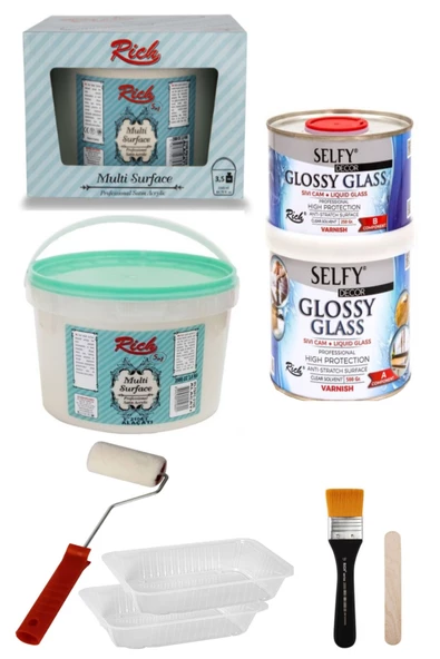 Surface 3,5 Kg Alaçatı Selfy Decor Glossy Glass 500+250GR Balkon,Teras,Banyo,Mutfak,Tezgah,Fayans