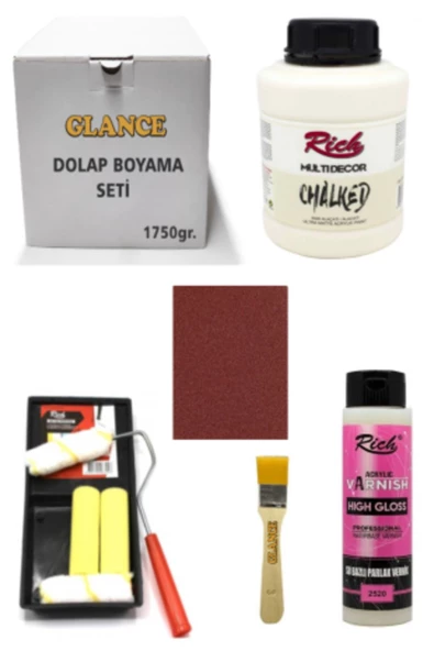 Rich Dolap Boyama Seti Multi Decor Chalked 1750 GR Alaçatı Hıgh Gloss Vernik Parlak 500 CC