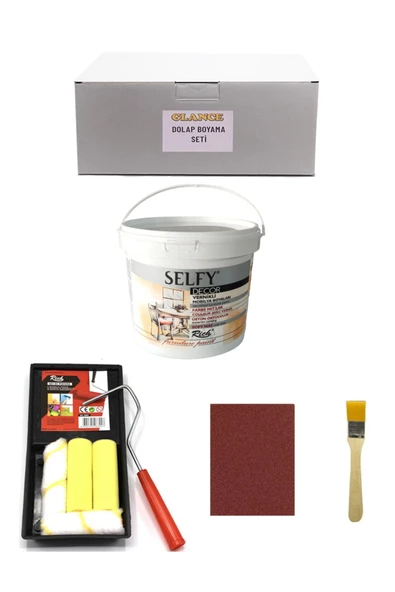 Rich Selfy Decor 1 Kg Beyaz Kendinden Vernikli Rulo Fırça Seti+Boyama Tavası Genel Amaçlı Boyama Set ürün görseli 1