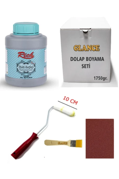 Rich Multi Surface 1750gr Is Siyah 10 Cm Rulo Fırça Zemin Fırça Zımpara Genel Amaçlı Boyama Seti - 1