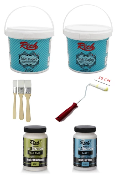 Rich Multi Surface Antik Beyaz , Beyaz 1000 Gr Dolap Boyama 2li Set Mat Vernik Yarı Mat ürün görseli 1