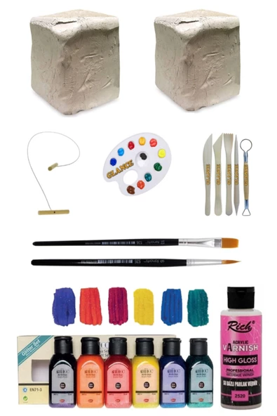 Seramik Hamuru 6x2 Kg Artdeco Akrilik Boya Seti - 6x75ml Simli Renkler Seramik Başlangıç Seti ürün görseli 1