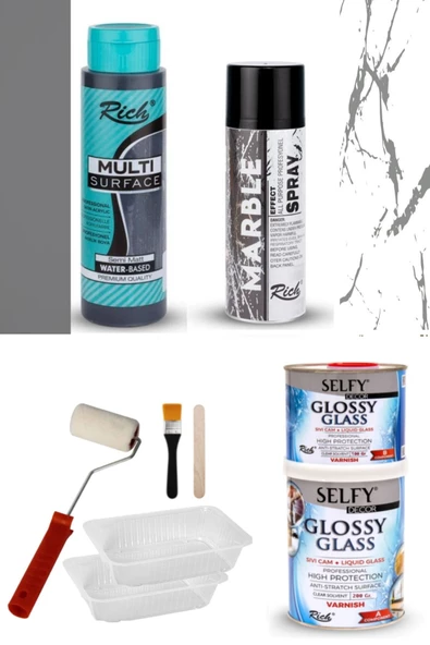 Surface 500cc Antrasit Selfy Decor Glossy Glass 200+100grbalkon,teras,banyo,mutfak,tezgah,fayans ürün görseli 1