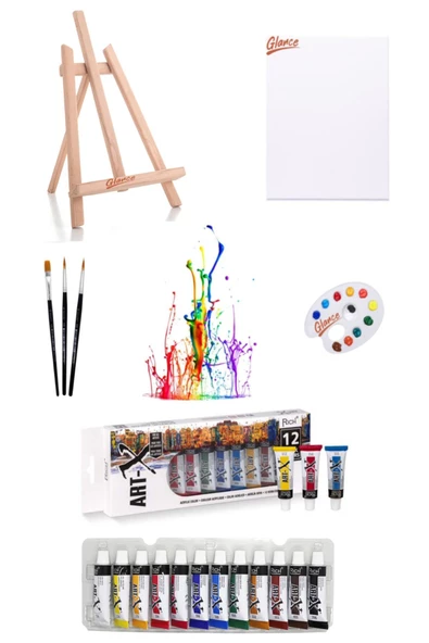 Masaüstü Mini Şövale-art-x 12 Ml 12 'li Akrilik Set
