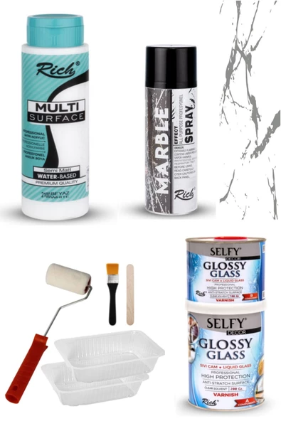 Surface 500cc Beyaz, Selfy Decor Glossy Glass 200+100gr Balkon,teras,banyo,mutfak,tezgah,fayans