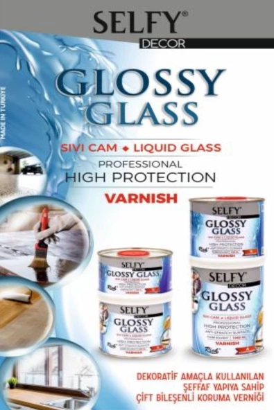 Surface 500cc Siyah, Selfy Decor Glossy Glass 200+100gr Balkon,teras,banyo,mutfak,tezgah,fayans - Resim 2