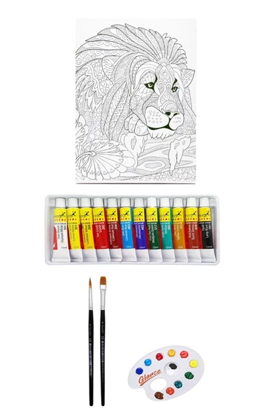 Artdeco Desenli Tuval 40x50cm Aslan Fanart Academy Akrilik Boya Seti 12 Renk X 12ml ürün görseli 1