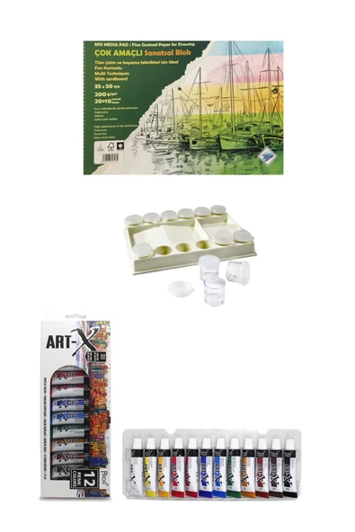 Art Liva Resim Defteri Fon Kartonlu 35x50 200gr.20+10yp-art-x 12ml 12 'li Akrilik Yp 3'lü Sanat Seti ürün görseli 1