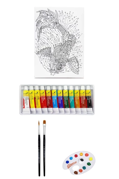 Artdeco Desenli Tuval 30x40 Deniz Altı Balığı Fanart Academy Akrilik Boya Seti 12 Renk X 12ml ürün görseli 1