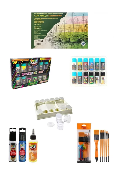 Art Livafunny Kids Multimix Akrilik Boya 12 Renk X 20 Ml-rich Zemin Fırça Karma Set 8 6'lı Okul Seti ürün görseli 1