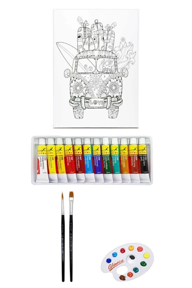 Artdeco Desenli Tuval 40x50cm Minibüs Fanart Academy Akrilik Boya Seti 12 Renk X 12ml ürün görseli 1