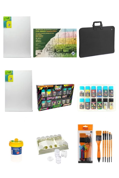 Fanart 50x70 Tuval 2'li-art Liva-20 Ml Multımix12'li-proje Çantası 35x50 8 Parça Okul Seti ürün görseli 1