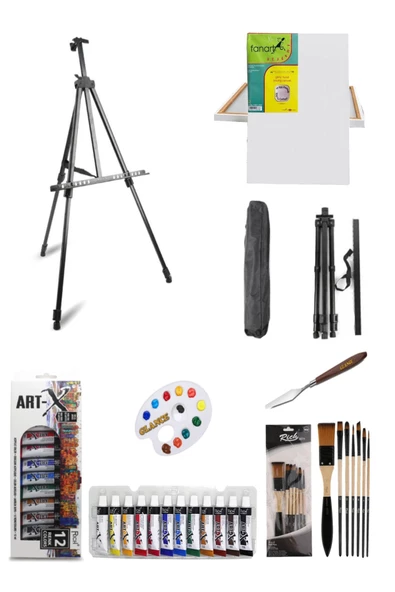 Art-x Rich Akrilik Boya Seti 12x12 Ml - 50x70 Tuval -portatif Metal Şövale Seti Ayarlanabilir ürün görseli 1