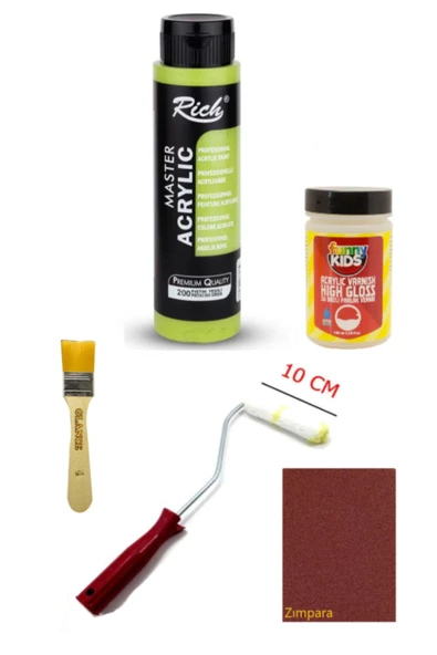 Rich Master Akrilik Boya Fıstık Yeşili 500 Cc. Dolap Boyama + Mobilya Boyama Seti Parlak Vernik ürün görseli 1