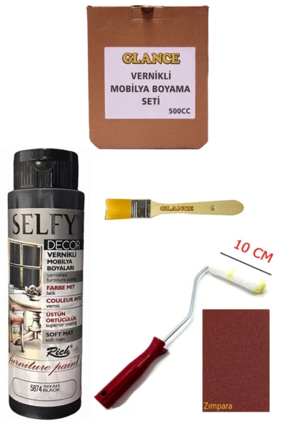 Rich Selfy Decor 500 cc Siyah Kendinden Vernikli Genel Amaçlı Boyama Seti ürün görseli 1